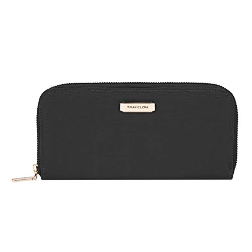 Travelon RFID Blocking Single Zip WalletTravelambo Slim Wallet Front Pocket Minimalist Leather RFID Blocking Medium Siz