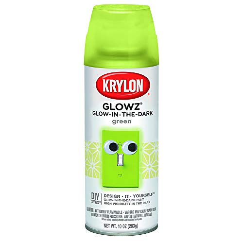 Krylon K03051000 Glowz® Glow-in-The-Dark Paint, Green Glowz - 10 Ounce