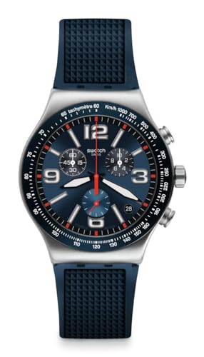 Swatch I New Chrono Unisex Watch Dress Stainless Steel Blue Quartz Waterproof Blue Grid