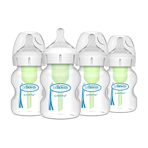 Dr. Brown's Natural Flow Options+ Wide-Neck Baby Bottles 5oz 4-Pack
