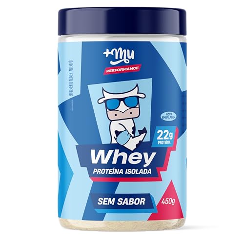 Whey Protein Isolado +Mu 22g de Proteína - Sem sabor - Pote 450g | Whey Isolado, Concentrado e Hidrolisado, Textura Cremosa, Rápida Absorção
