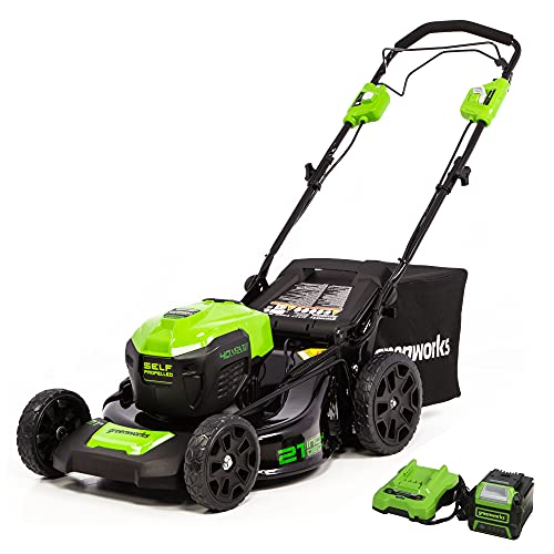 Greenworks 40V 21" Brushless Cordless Self-Propelled Lawn Mower, 5.0Ah Battery