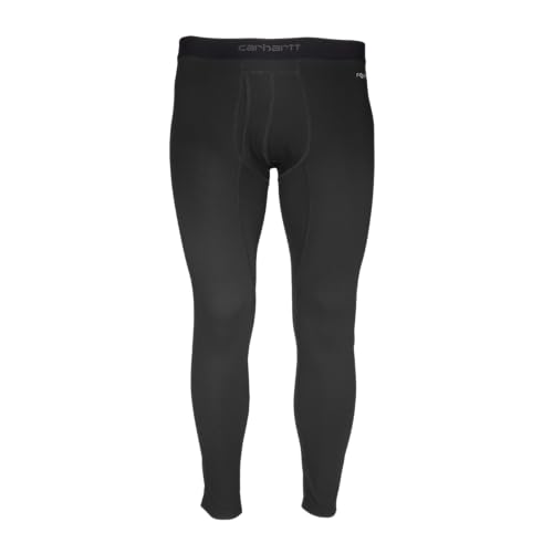 Carhartt Men's Force Midweight Waffle Base Layer Pant, Black, Large
