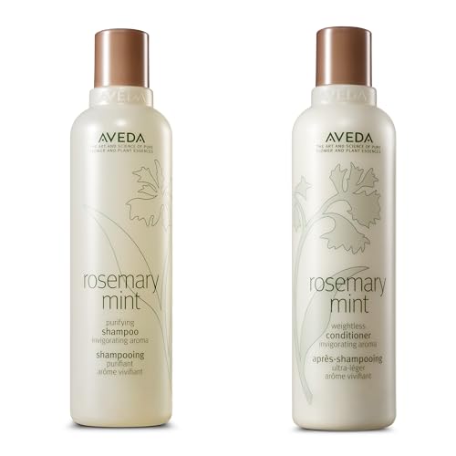 Aveda Rosemary Mint Purifying Shampoo and Conditioner Set | Clarifying Shampoo and Lightweight Conditioner Set for Normal to Oily Hair | Fine to Medium Hair Types | Includes 2 Full Size Products