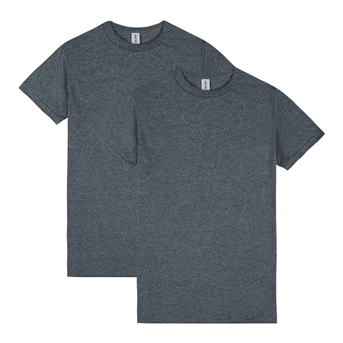 Gildan Adult Softstyle Cotton T-Shirt, Style G64000, Multipack, Dark Heather (2-Pack), Large