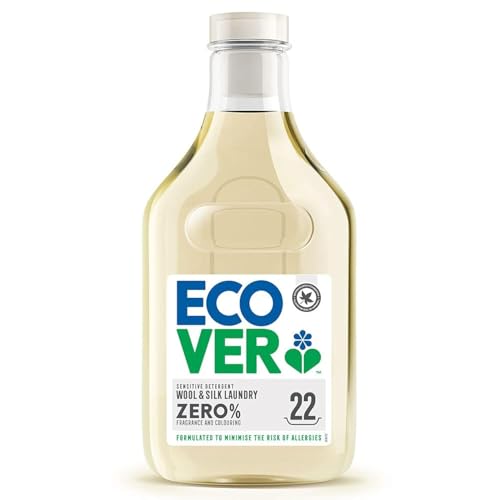 Ecover Zero Wool & Silky Laundry Detergent, Laundry Washing Liquid, For Sensitive Skin, Baby Laundry 1 x 22 Washes, 1 x 1L