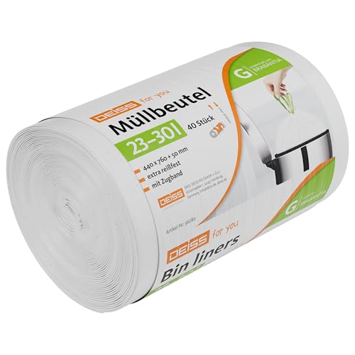 ⚡ BLITZDEAL (-50%) DEISS Müllbeutel 23-30 Liter für Brabantia Touch Bin (Größe G), 40 Stück