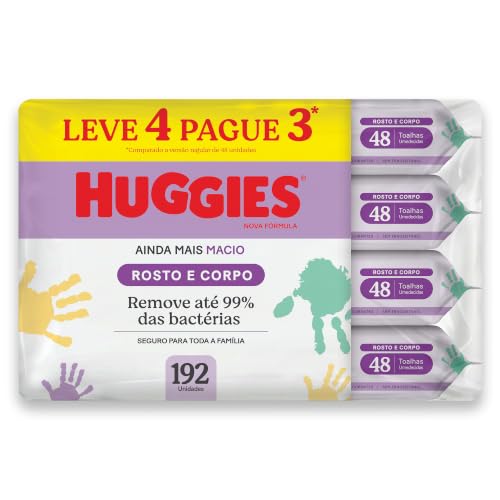 Lenços Umedecidos Huggies Rosto e Corpo Limpeza 4 x 48 Un