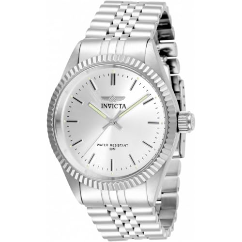 Invicta Relógio de quartzo especial masculino com pulseira de aço inoxidável, prata, 22 (modelo: 29373), Prata, Relógio de quartzo