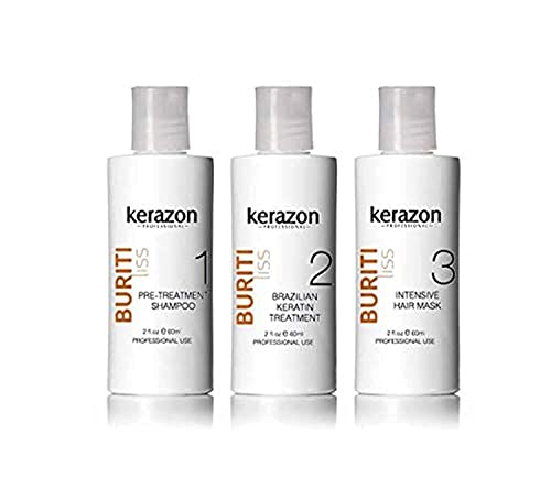 KERAZON Brazilian Keratin Treatment Buriti Liss Kit 2oz/60ml - At Home Keratin Treatment Smoothing and Straightening - Keratina para Alisar el Pelo - For All Hair Types
