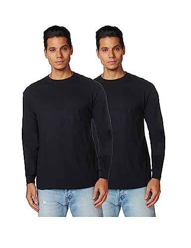 Gildan Men's Heavy Cotton Long Sleeve T-Shirt, Style G5400, 2-Pack, Black, X-Large