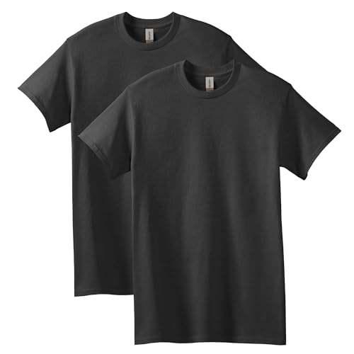 Gildan mens Heavy Cotton T-shirt, Style G5000, Multipack Shirt, Black (2-pack), Large US