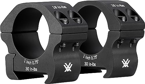 Vortex Optics Pro Series Riflescope Rings - 1 inch - Low Height [0.75 Inches | 19.05 mm], Black