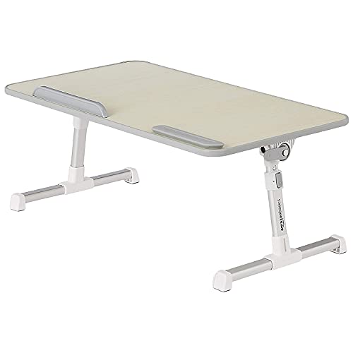 Amazon Basics Adjustable Tray Table Lap Desk Fits up to 17-Inch Laptop, Medium, 12"x20", Cream