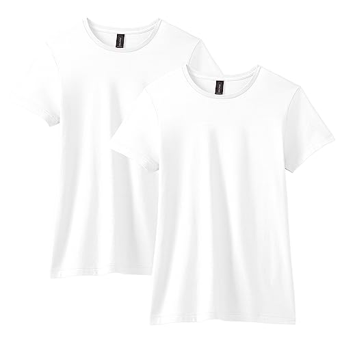 Gildan Women's Softstyle Cotton T-Shirt, Style G64000L, Multipack, White (2-Pack), Medium