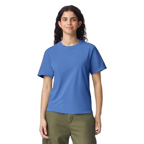 Comfort Colors Adult Short Sleeve Tee, Style G1717, Flo Blue (1-pack), Medium