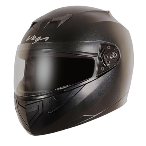 Edge ISI Certified Full Face Gloss Finish Helmet for Men and Women with Clear Visor(Black, Size:M)