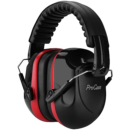 ProCase Noise Reduction Ear Muffs, Sound Proof Ear Protection, NRR 28dB Noise Cancelling Headphones for Adults Kids Autism, Hearing Protection for Shooting Gun Range Mowing -Red