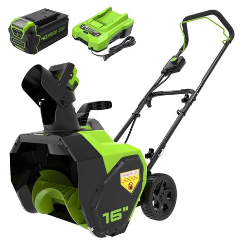Greenworks 40V (75+ Compatible Tools) 16” Cordless Snow Blower, 5.0Ah Battery and Charger Included, SN40B410