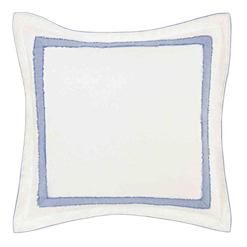 Laura Ashley - Euro Sham, 100% Cotton with Contrast Border, Throw Pillow Cover for Bed or Couch, Oeko-Tex Certified (Mila Blue, 26" x 26")