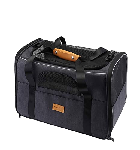 Morpilot Cat Carrier Soft for Large Medium Cats and Puppy up to 20lbs | with Dual-Sided Cushion, Secure Buckle and Foldable Bowl, Dog Carriers for Small Dogs - Pet Carrier (Dark Gray)