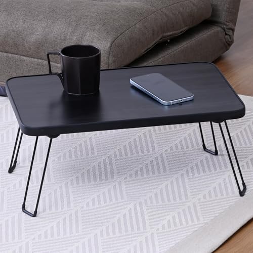 山善 ローテーブル 折りたたみ 幅45×奥行30×高さ20cm コンパクト ミニ 折れ脚 簡易タイプ 一人暮らし 完成品 ブラック MLT-4530(GBK)