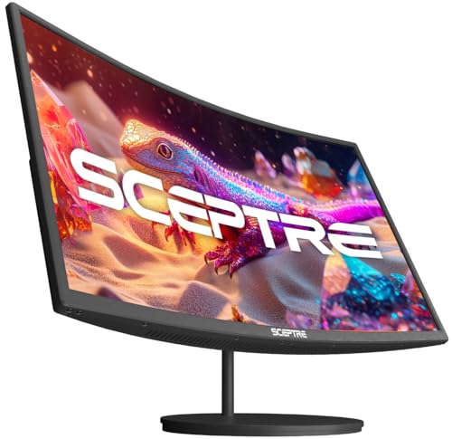 Sceptre Curved 27" FHD 1080p 75Hz LED Monitor HDMI VGA Build-In Speakers, EDGE-LESS Metal Black 2019 (C275W-1920RN)
