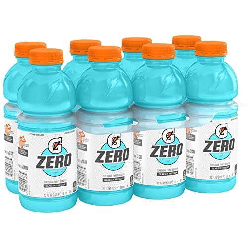 Gatorade Zero Sugar Thirst Quencher Sports Drink, Glacier Freeze, 20 Ounce Bottles (Pack of 8)