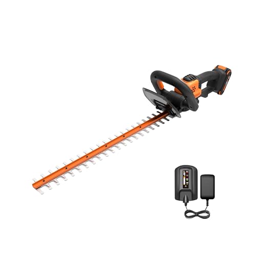 WORX 22" Cordless Hedge Trimmer, Electric Hedge Trimmer with Dual-Action Blades, Lightweight Bush Trimmer with 5.5 