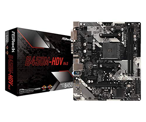 B450M-HDV R4.0 AMD B450 AM4 Socket Ryzen 2000 - 5000 Processors DDR4 3200 64GB HDMI DVI-D D-Sub Motherboard SATA 6Gb/s Micro ATX M.2