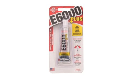 E6000 Eclectic Products inc. Plus Multi-purpose Clear Glue, Waterproof and Paintable, Strong Flexible Craft Adhesive for Wood, Glass, Fabric, Ceramic, Metal and More, 26.6ml
