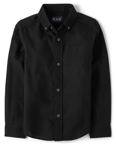 The Children's Place,boys,Long Sleeve Oxford Shirt,Black,Small