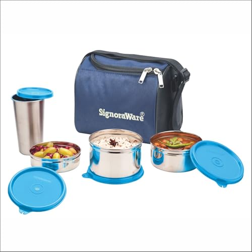 SignoraWare Stainless Steel Lunch Box with Bag | Airtight & Leakproof | Retain Freshness & Crispness | Perfect for Office Executives, College Students
