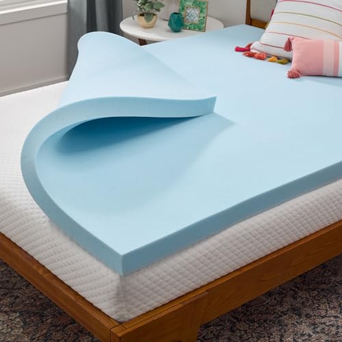 LINENSPA Memory Foam Mattress Topper - 3 Inch Gel Infused Memory Foam - Plush Feel - Cooling and Pressure Relieving - Ce