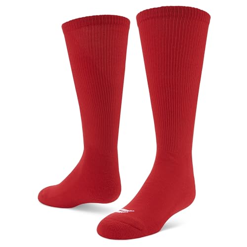 Sof Sole Football Over-the-Calf Team Athletic Performance Socks (2 Pair), X-Small, Red