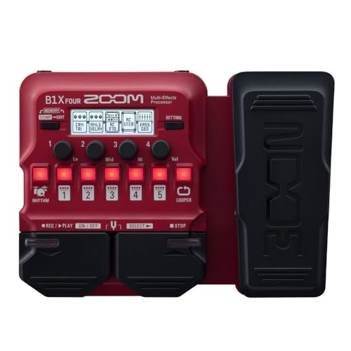 Zoom B1X Four Bass Multi-Effects Processor with Expression Pedal, with 70+ Built-in Effects, Amp Modeling, Looper, Rhythm Section, Tuner, Battery Powered