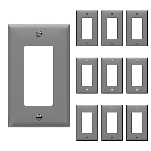 ENERLITES Decorator Wall Plate, Light Switch or Receptacle Outlet Cover, 1-Gang Size 4.50" H x 2.76" L, 8831-GR, Gray (10 Pack)