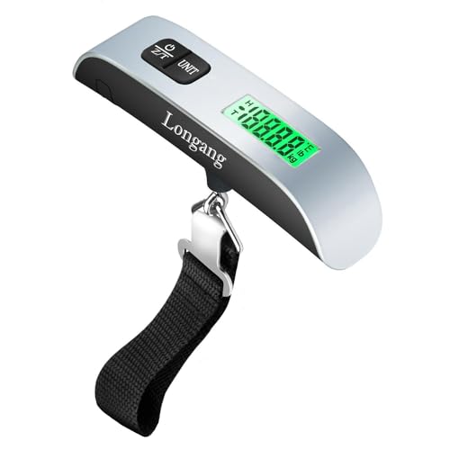 Digital Hanging Luggage Scale with Backlit for Travel, Portable Handheld Suitcase Weight Scale with Hook, 110 Pounds, Ba