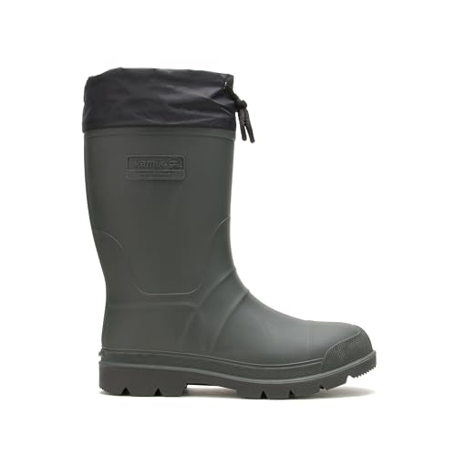 Kamik Men’s Forester Insulated Rubber Boots, Removable Thermal Guard Liner, Oil & Acid Resistant Outsole, Khaki/Black - 9
