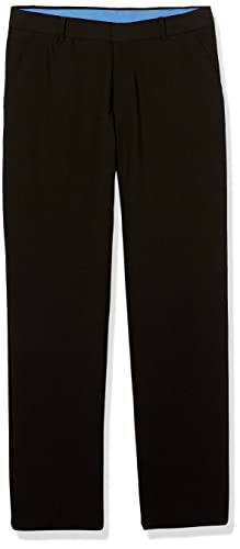 IZOD Boys' Big Bi-Stretch Flat Front Dress Pant, black Twill, 8