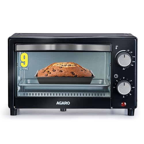 AGARO Marvel 9L OTG Oven 800W, Compact Toaster Griller for Baking, Toasting & Grilling, Adjustable 100°C-250°C, 30-Min Timer with Ready Bell, Auto Shu
