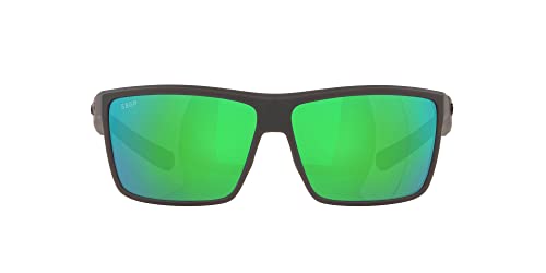 Costa Del Mar Mens Rinconcito Rectangular Sunglasses, Matte Grey/Green Mirrored Polarized-580P, 60 mm