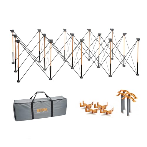 BORA Centipede 30in Folding Work Table Set - No Assembly 15-Strut Collapsible Table 6000lb Weight Limit - 4x8ft Mobile Work Station with Storage Bag, Foldable Work Bench Table - CK15S, Orange