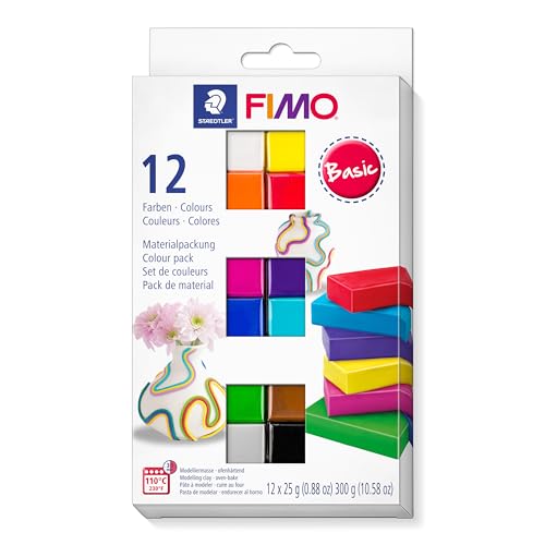 STAEDTLER FIMO Soft Polymer Clay - Oven Bake Clay for Jewelry, Sculpting, Crafting, 12 Assorted Colors, 8023 C12-1