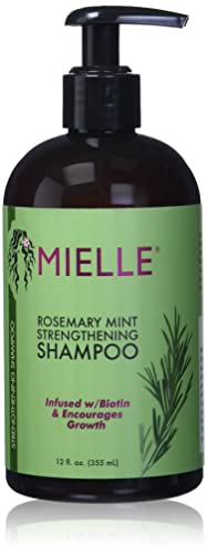 Mielle Organics Rosemary Mint Hair Strengthening Biotin Shampoo - Moisturizing Hair Shampoo for Women and Men to Gently Cleanse, Repair & Protect Strands (12 oz)