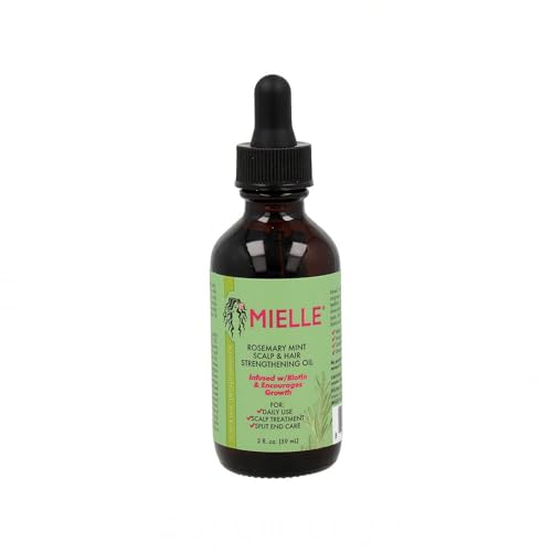 Mielle Organics Rosemary & Mint Hair Oil, Split Ends & Dry Scalp Treatment - Made with Biotin & Essential Oils for Strengthening, Soothing, Moisturizing & Encouraging Longer, Healthier Hair (2 Fl Oz)