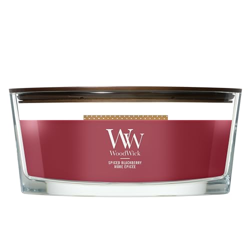 🔥 STARKER PREIS (-50%) WoodWick Ellipse Duftkerze | Spiced Blackberry | mit knisterndem Docht | Brenndauer: bis zu 50 Stunden