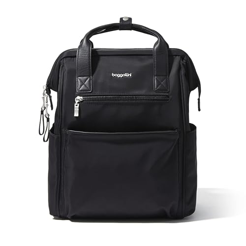 Baggallini Soho Backpack - Travel Laptop Backpack for Women - Lightweight Water-Resistant Luggage Bag, Black