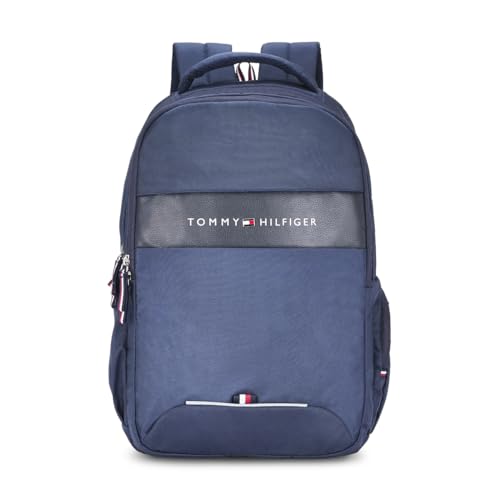 Tommy Hilfiger Joshua Polyester Unisex 15 Inch Laptop Backpack - Navy | 21 Ltr Capacity| Padded & Adjustable Strap | Water Resistant | 3 Compartment |