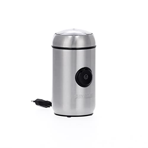 (-38%) SEVERIN Kaffee- und Gewürzmühle, Aromaschonendes Mahlen dank hochwertigem Edelstahlmesser, Individuell einstellbarer Mahlgrad per Tastendruck, 150 W, ca. 50g Kapazität, silber, KM 3879